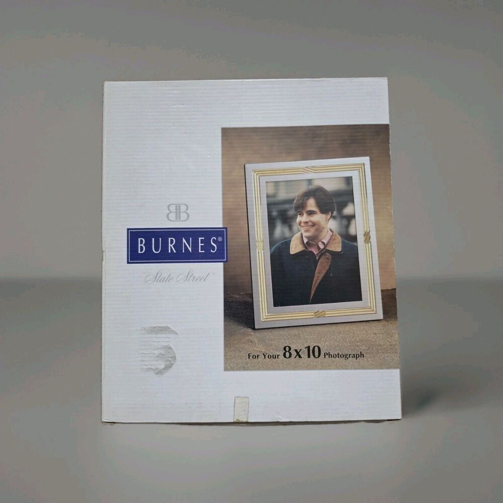 New In Box Vintage Burnes Of Boston Picture Frame 8" x 10" Gold & Silver Tone